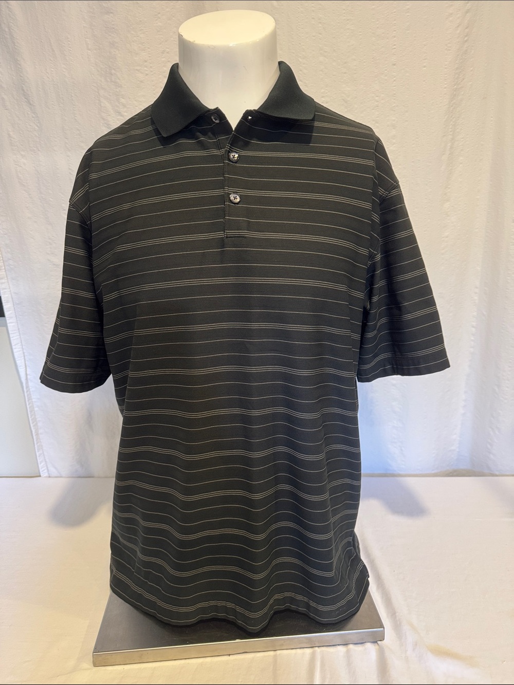 Men's Striped Polo Shirt - Black